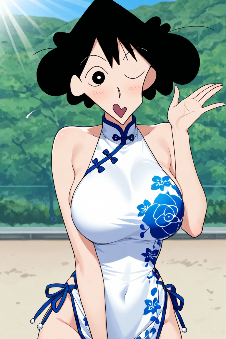 1girl, solo,((toddler)), (little female ,10yo,wide hip:1.3),gigantic breasts, oppai,((sagging breasts:1.3,breasts apart:1.3,hanging breasts:1.3)),
(short, , chibi:1.2), nsfw,revealing chinese ,china dress, (fusion of chinese_dress and highleg leotard:1.5),(wearing doctor's white gown),(((Chinese traditional patterns print on leotard))),Rose hair clasp,skindentation, white Clothes, ((no panties,exphosed groin)),white_background, absurdres, highres,akane, TendouAkane, ,cowboy shot,