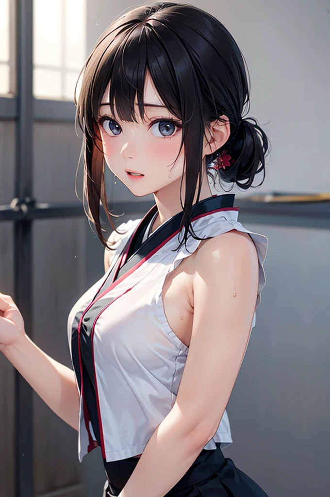 8K、cute、Adult Girl、detailed、Braid your hair in an intricate way、Looking into the camera、((SFW: 1.4)),((detailedな顔, Professional photography)), ((SFW, Race Queen, Grid Girls, skirt, Sleeveless, 1 Girl)), Ultra-high resolution, (Realistic: 1.4), RAW Photos, Highest quality, (PhotoRealistic Stick), concentrate, Soft Light, ((20-year-old)), ((Japanese)), (( (Young Face))), (surface), (Written boundary depth), masterpiece, (Realistic), woman, bangs, ((1 Girl))