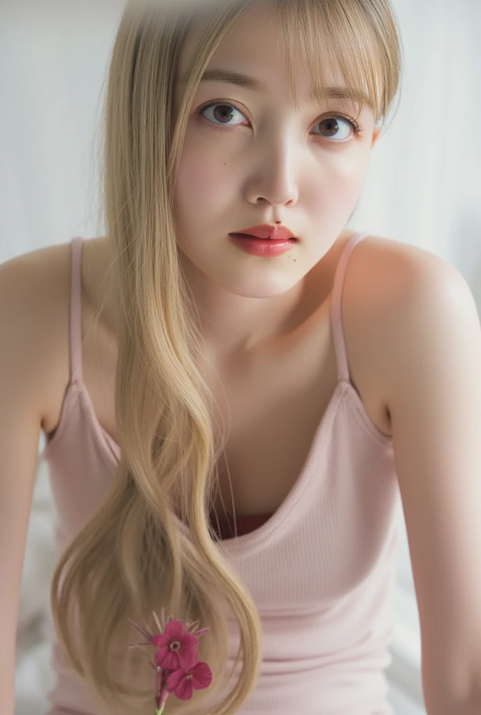 (high details:1.4)、(surrealism:1.4)、(soft lighting:1.05)、32,000、1 woman、realistic lighting、face lighting、ray tracing、(brightened light:1.2)、(improve quality:1.4)、(Realistic textured skin of the highest quality:1.4)、original photo, lifelike, full body woman love, bed, soggy, big bust, stylish hairstyle, pale skin, black eye, pink lips, (Beloved), (:1.1), ~Through, detailed background, detailed face, delicate eyes, good hair, Anatomically correct body, elastic skin, make up, masterpiece
