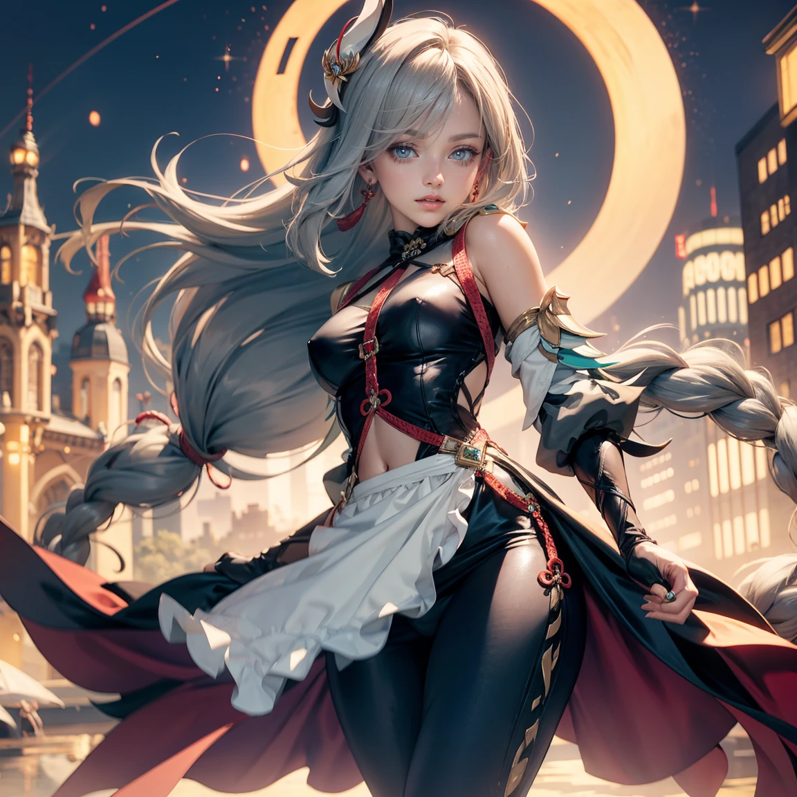 masterpiece,Highest quality,Very detailed,Beautiful girl in colorful race queen costume,,White Hair,very cute