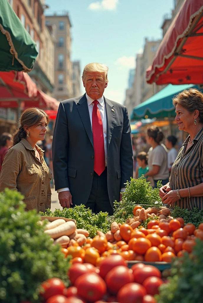 In the bustling vegetable market of Chengdu,The crowd is surging,There is a wide variety of products。suddenly,A familiar figure caught people's attention,That is US President Trump。He wears a blue suit,Wearing a red one"Make America Great Again"Hats,Carrying a plastic bag full of fresh vegetables in one hand,In the other hand is a gherkin,Looks very excited。
Trump spoke with locals,Smile every now and then,Ask about the quality of the dishes and the delicious pairing。He pointed at the vendors,It's like a foodie rich in market culture。People around them watched,Someone pulled out their phone to take a picture,Record this rare scene。
At the vegetable stall next to Trump,A variety of brightly colored vegetables are arranged neatly and orderly,The aroma is overflowing。He picked intently,Sharp and sharp-eyed。Suddenly,He picked up a red tomato,Sniffed seriously,Then laughed。He seemed to be very satisfied with the ingredients he had just bought,He makes no secret of his love of food。
The whole scene is full of energy and closeness,The people in the market are enthusiastic and joyful。Trump is in this familiar and unfamiliar wet market,Show affinity for getting along with the people as equals,It gives an unexpected sense of surprise and satisfaction。This scene has also become a good story,It is spread in the streets of Chengdu。