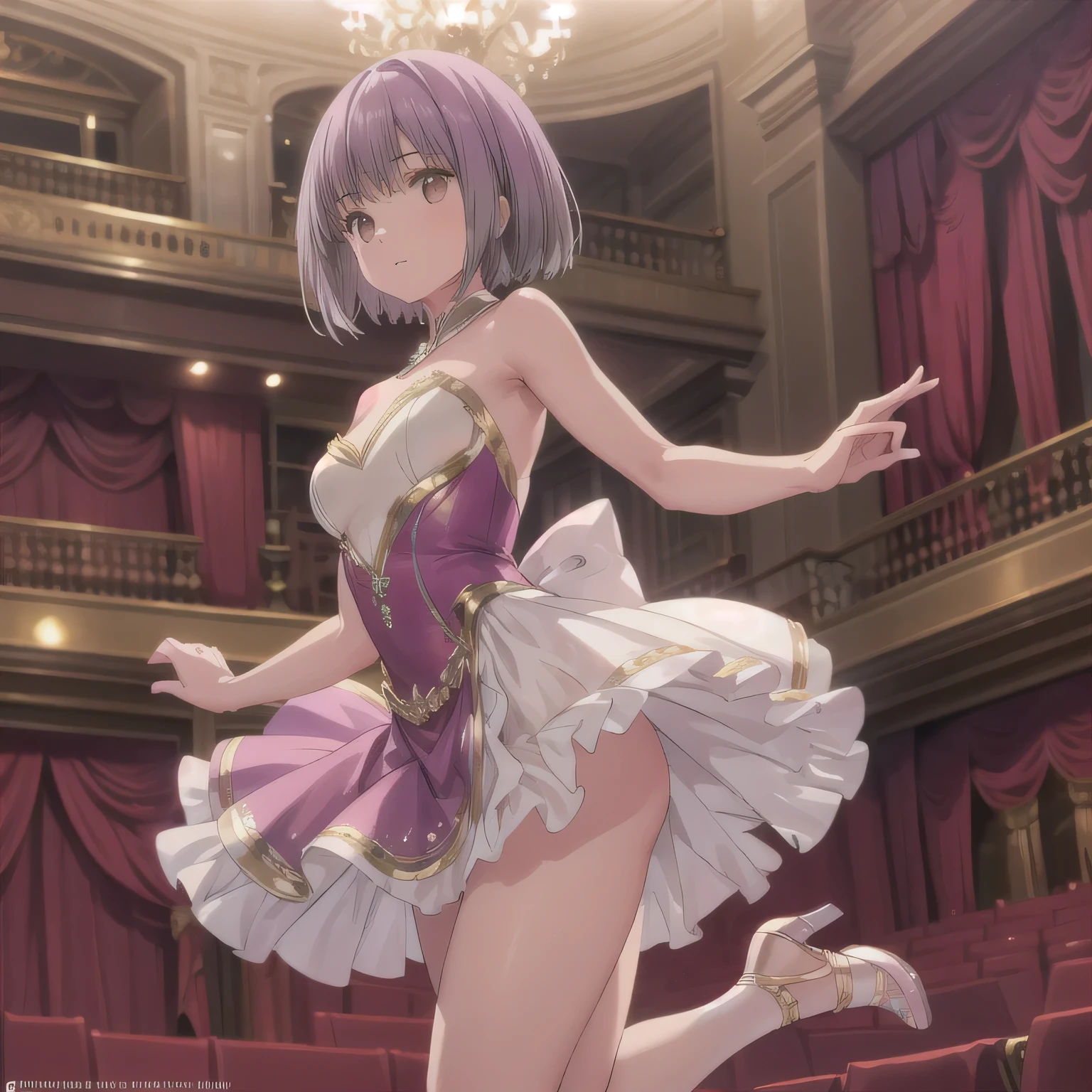 alone, One girl, View your viewers, sketch, Flat Color, 2D, anime, anime coloring, Brown Hair, Short Hair, Horse ears, cowboy shot, (Pure white lace bra, Pure white lace panties), Crying face, large breast, back view