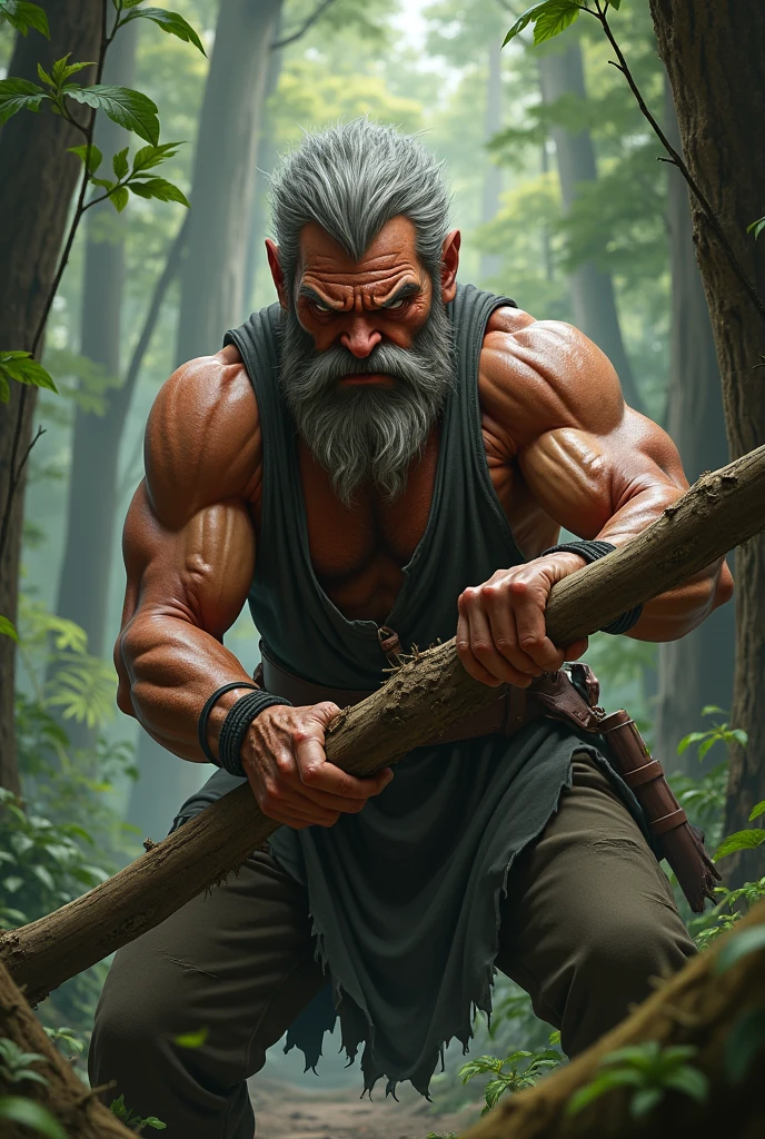 Masterpiece, hyper detailed, 8k cinematic, slender old sage, bulky beard, bald, tattoo on head, meditating outdoors, smoking pipe, detailed natural lighting