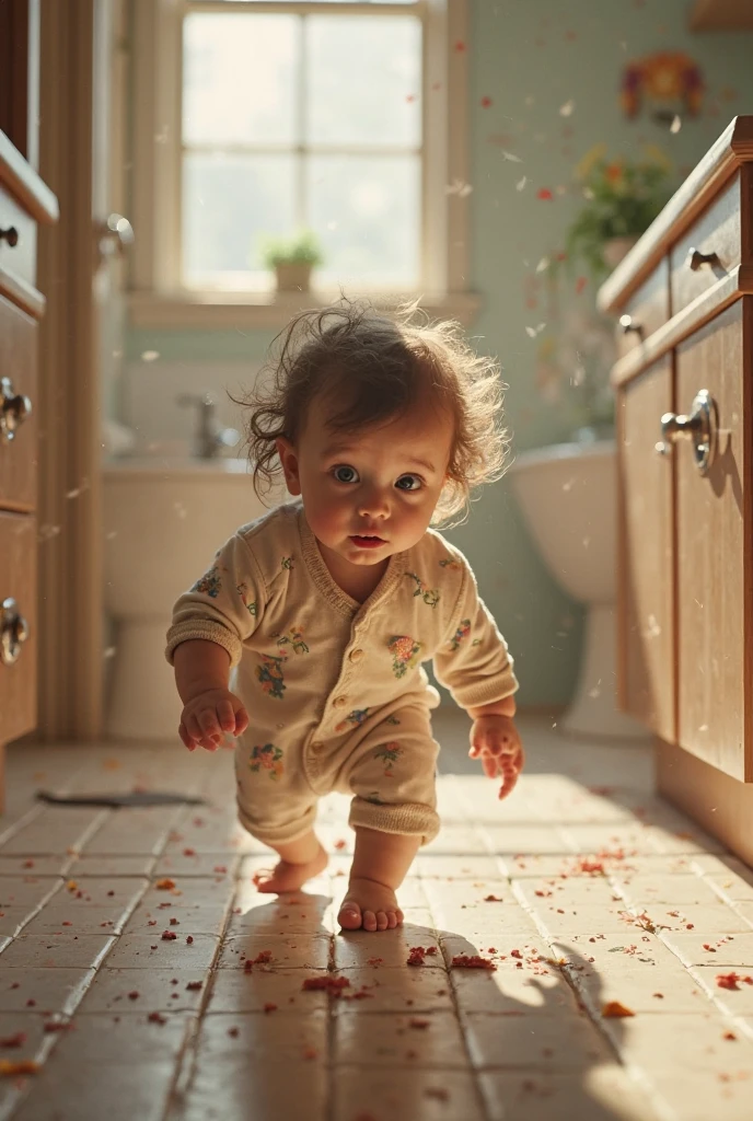 Kid jumping with Mud on Bed 