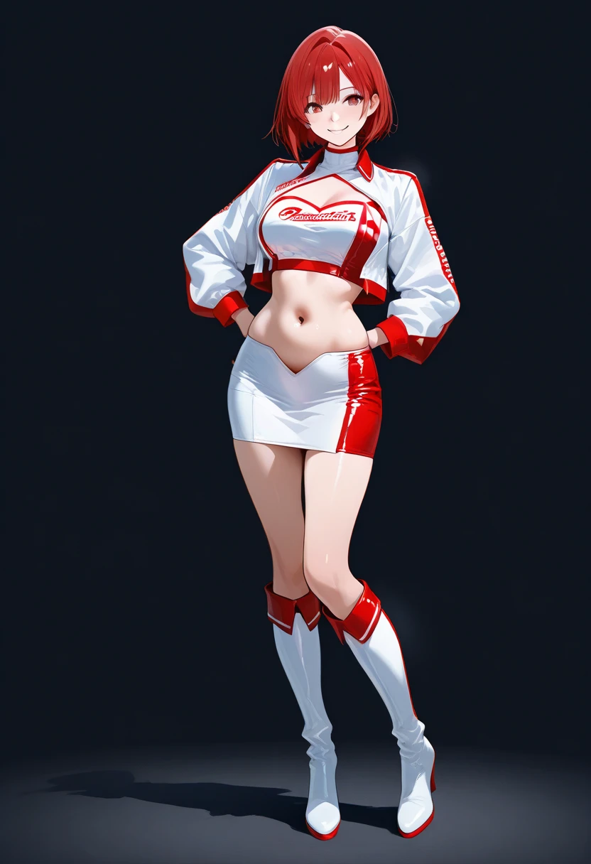 (((MMA fighter))), ((( red shorts ))), (((bandaged arms))), (((MMA luva))), ((high collar)), (((redheadwear))), (((micro shorts with vertical seams))), (((Beanies with vertical seams))), (((best qualityer: 1.4))), (Unbeatable masterpiece), (hiper HD),(CG 8k hyper-realistic), (((brave face))), (((breasts big))), (((hyper feminine))), (((musclegirl))), sexly girl, king of fighter,（curly hair)), ((( sculptural body ))), (((1 Kizi))), Kizi de 25 anos com perfectbody,,Beautiful and well-groomed face,muscular body:1.2,solid color detailed jacket, (Head to thigh photos), Complex equipment, green dark，long pants，Tight clothes are dark，With white stars and off-white stripes,,,,,Armor Metal Electronic Parts) INFO, Kizi, (((standing alone))), pirralha violent, (((14歳))), sexly, pose de atitude, work of art, post-apocalypse, (((manga style))), bounty hunter, violent, Manic, the way you want, slenderbody, thin but strong, perfectbody, roupa moderna, advanced technology, neon, sleeves with vertical striped pattern, neutral background, (( cowboy shot )). intricate visual