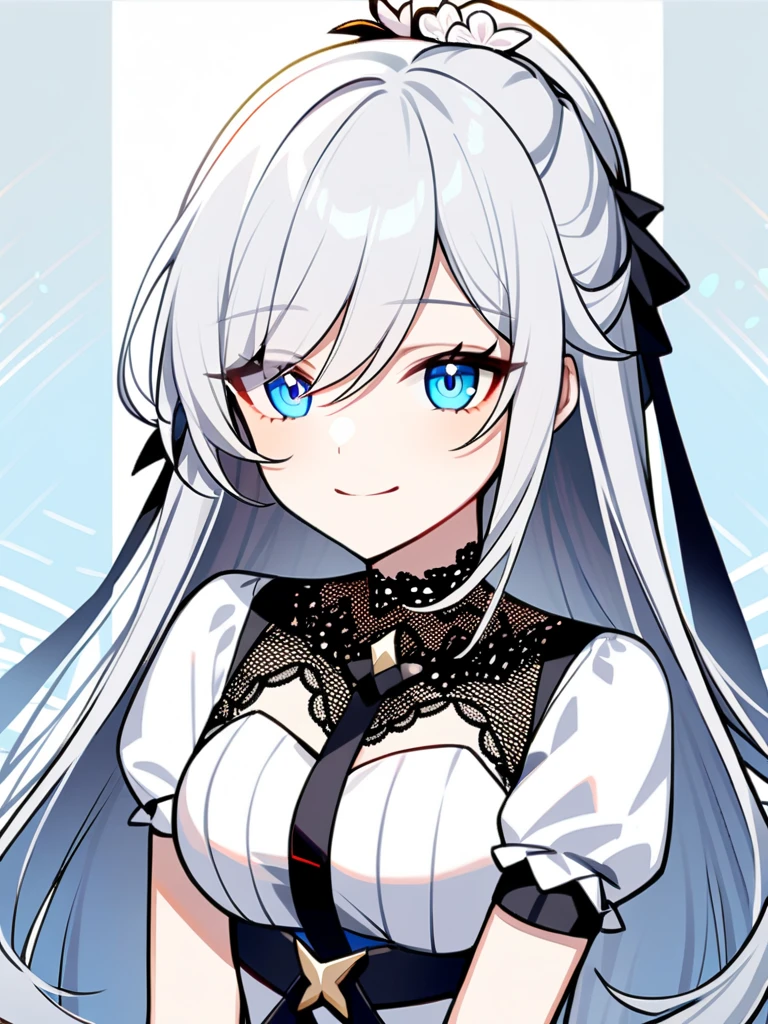 st. louis (luxurious wheels) (azur lane), 1girl, hair ornament, earrings, necklace, portrait, silver dress, revealing clothes, looking at viewer, solo