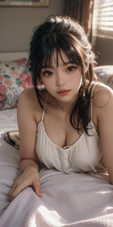 there is a woman in a bikini laying on a bed, けもの, sexy :8, seductive anime girl, 奈良美智, sakimichan, 中 元 节, sexy girl, 2b, 2 b, shikamimi, cutecore, cosplay, 4 k ]