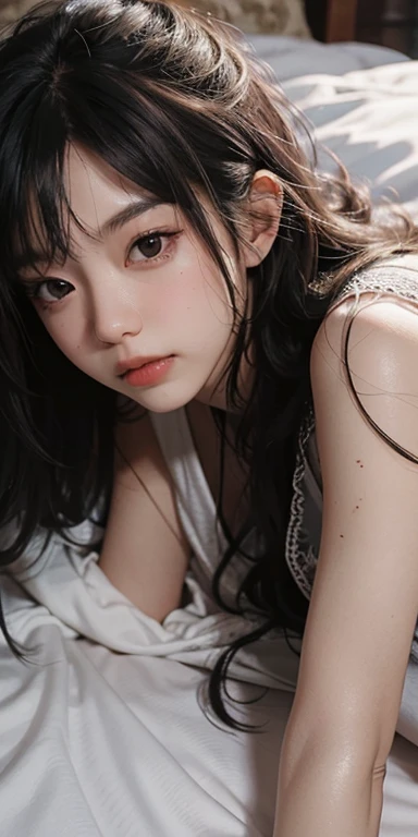 araffe woman with long black hair laying on a couch, dilraba dilmurat, gorgeous chinese model, realistic. cheng yi, soft portrait shot 8 k, xintong chen, wenfei ye, gorgeous young korean woman, beautiful south korean woman, beautiful young korean woman, korean girl, yanjun chengt, chinese girl, chengyou liu