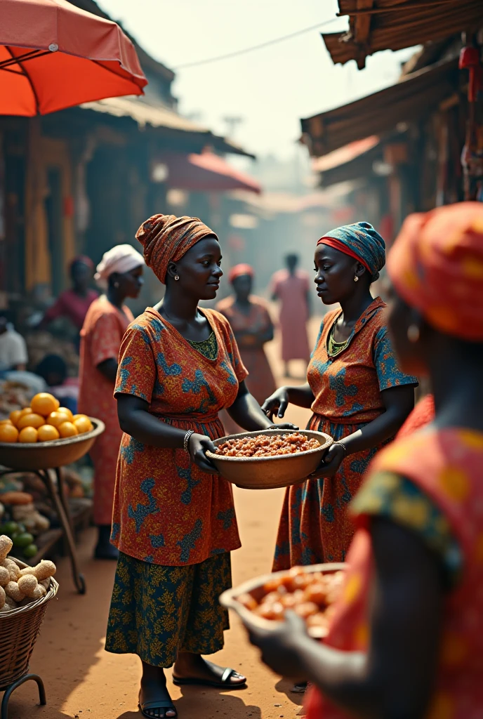 African Market、Lively、Lots of people、photograph、delicate、Real、