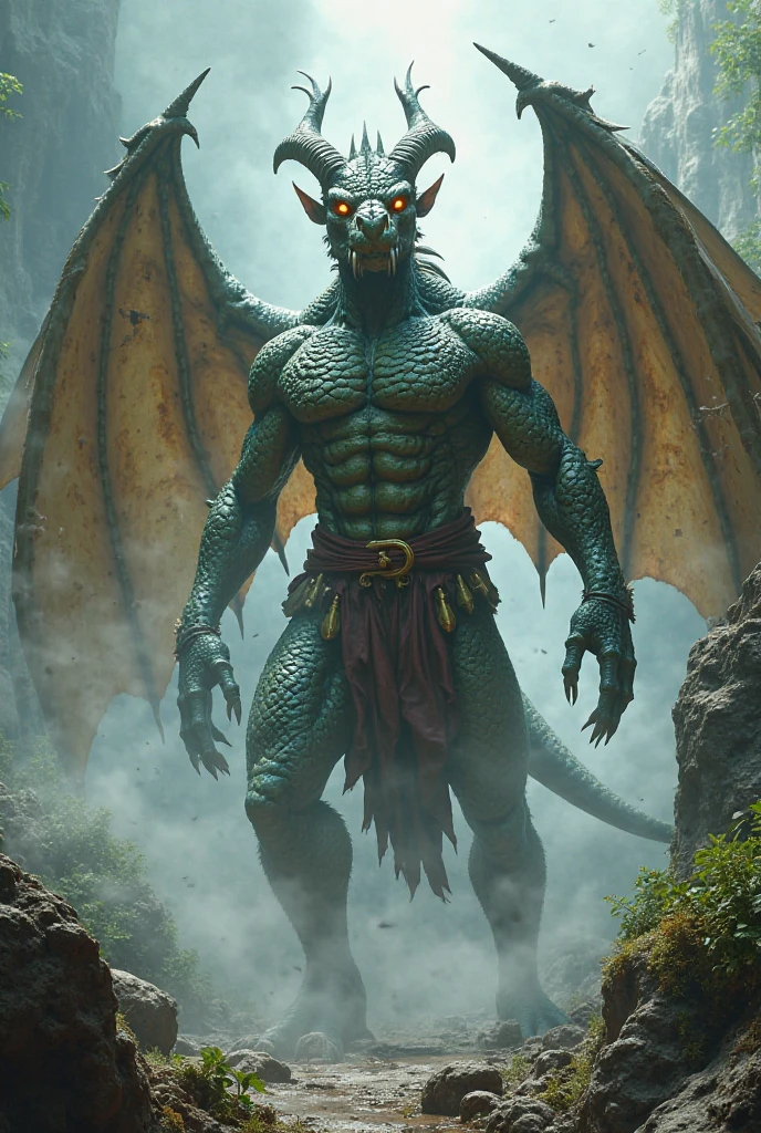 Then the sorcere change the dragon to a man that have a dragon wing,horn and tail

