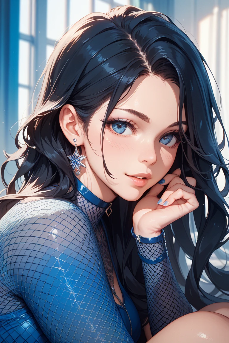 A mystical woman floating in the galaxy, ethereal hair, empress of the cosmic realm attire, mystical, blue-tinted skin, (best quality,4k,8k,highres,masterpiece:1.2),ultra-detailed, dramatic lighting, ethereal, cosmic, otherworldly, intricate details, glowing, surreal, dreamlike, shimmering, mesmerizing, iridescent, celestial, Her body being covered, well dressed, dressed.