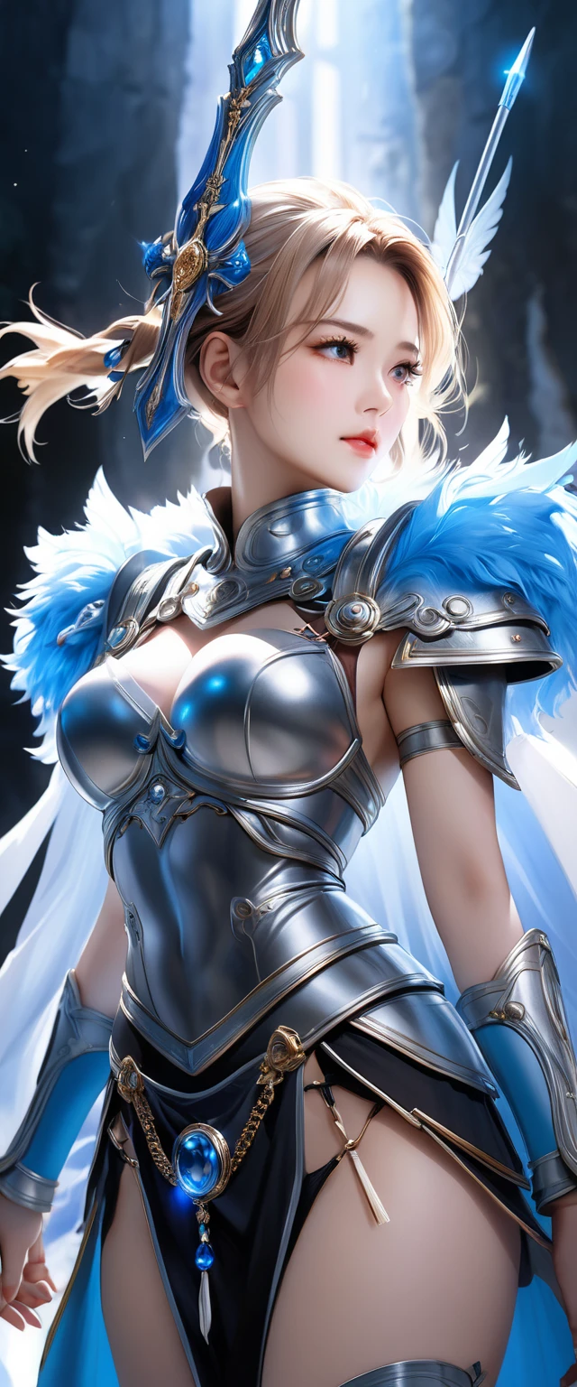 (valkyrie,paladin:0.6)beautiful design, shiny,((masterpiece, best quality)),big breast,, slim body,angel wings,complex,,korean<lora:Candy01:0.7> ,(high quality background is snow forest),snow falling ,(high details) ,realistic, photo shoot ,cinematic lighting <lora:angelicWairrors_v1:0.9>