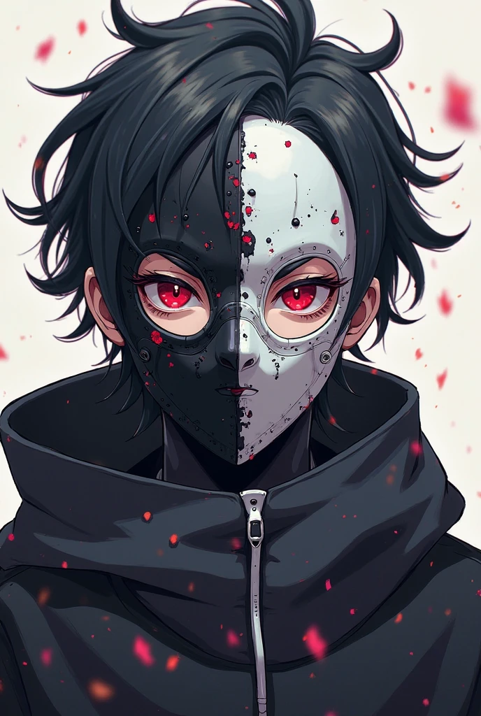  simple background, monochrome, horror (theme) there is a broken picture, black paint splatted, (((reaper))), red blood splatted, smoked, red blood  ((anime girl character))