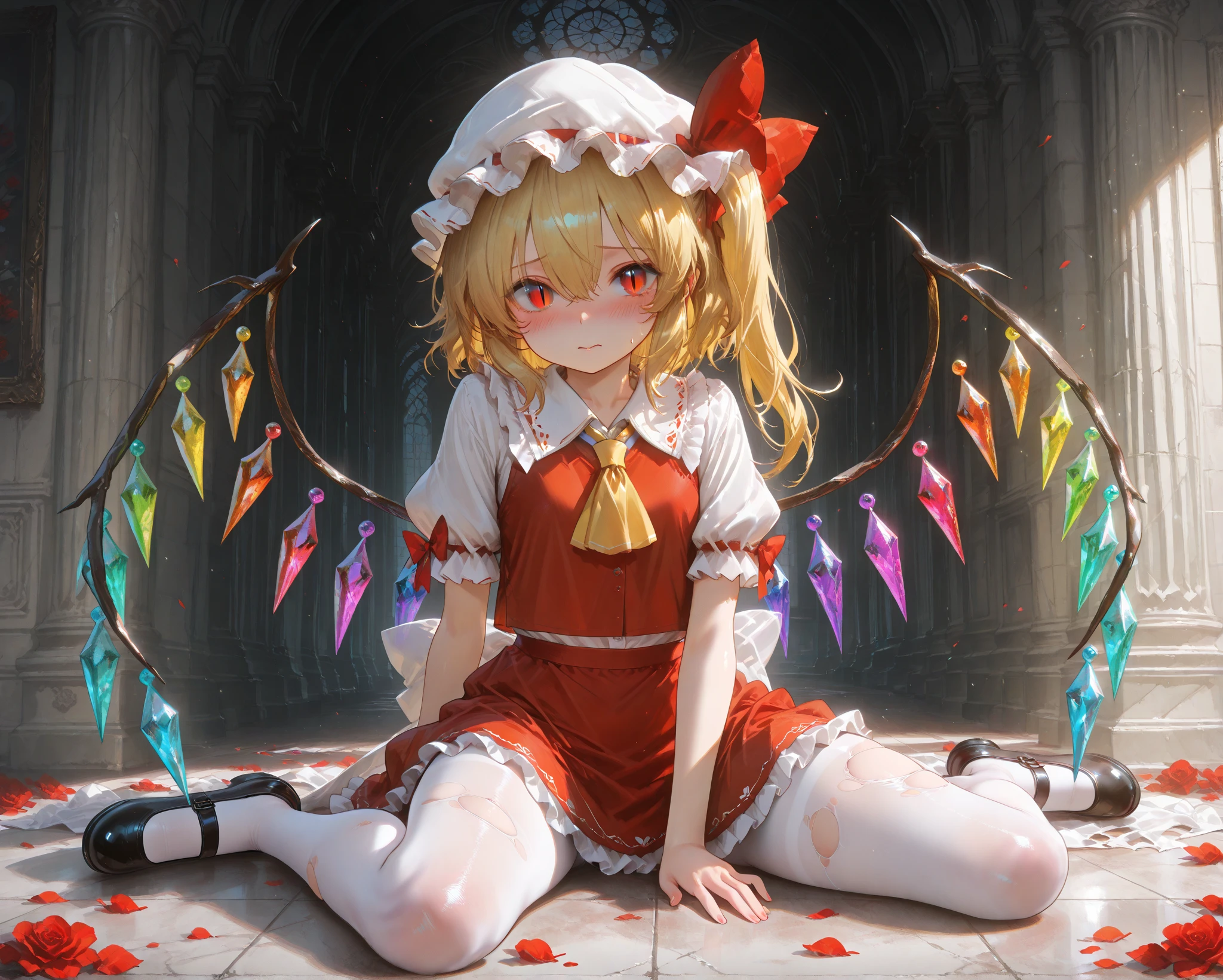 Flandre Scarlet、Touhou Project、Young、lovely、White Knee Highs、slender、Drawers、Red Shoes、