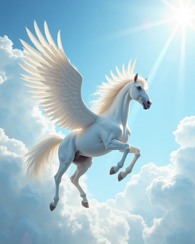 cartoon of a white horse with wings