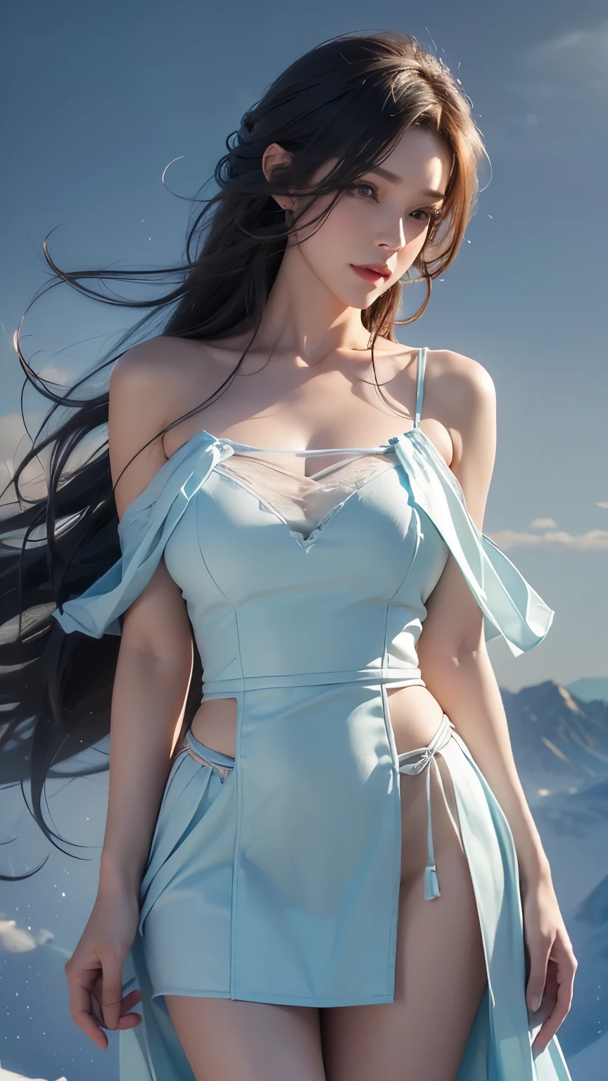 ((Girl standing in front of the wall of an old castle))、Fluorescent color、1 Girl、Look to the side、Beautiful Face、Beautiful Eyes、(Off the shoulder:1.2)、Upper Body、Shiny Hair、Glowing Skin、 Reduce glare、Adjusted finger proportions、escrow、ass pov、Dynamic Angle、(((Master Parts)))、(((Highest quality)))、(((Super-detailed))) detailed)、(An illustration)、(detailedな光)、(Very delicate and beautiful)、dramatic_Shadow、Ray_Tracking、reflection、 Ultra-high resolution、((Colorful and black hair mesh girls))、 Her hair flutters in the wind、(big deep blue eyes)、Black-haired woman、 Sparkling butterfly、Black-haired woman、Points of light around the woman、Magical Aura、Green dot、About Auras Nature、超Magical AuraBlack-haired woman,((Off the shoulderの半透明の白いドレス:1.3))、(Sleeveless)、((My skirt is flying up in the wind)),((An old European castle looms in the distance)),((White panties are visible)),