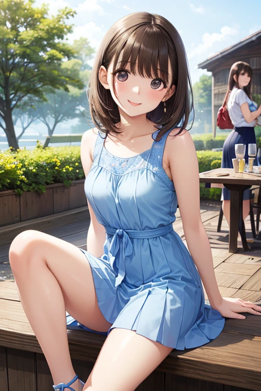 highest quality、High resolution、detailed background、Beautiful and dense face、beautiful and smooth skin、skin texture、braided ponytail、(huge breasts:1.3)、(realistic:1.1)、perfect body line、(3人のcute美少女:1.5)、pink floral embroidered panties、pink floral embroidered bra、
A shirt dress is an item that gives a beautiful impression..、
Add style to a brightly colored or striped shirt dress by marking the waist with a belt.、sandals or heels、Accessories such as shoulder bags、
(Everyone is having fun together:1.1)、Laugh playfully、smile、sexual expression、emphasize the chest、emphasize cleavage、cute、panty shot、camel toe、
Shiretoko Goko Lakes、A group of lakes located on the Shiretoko Peninsula in Hokkaido.。.、
A landscape where beautiful lake water and surrounding nature are in harmony, and especially in the summer, The blue lake surface shines.