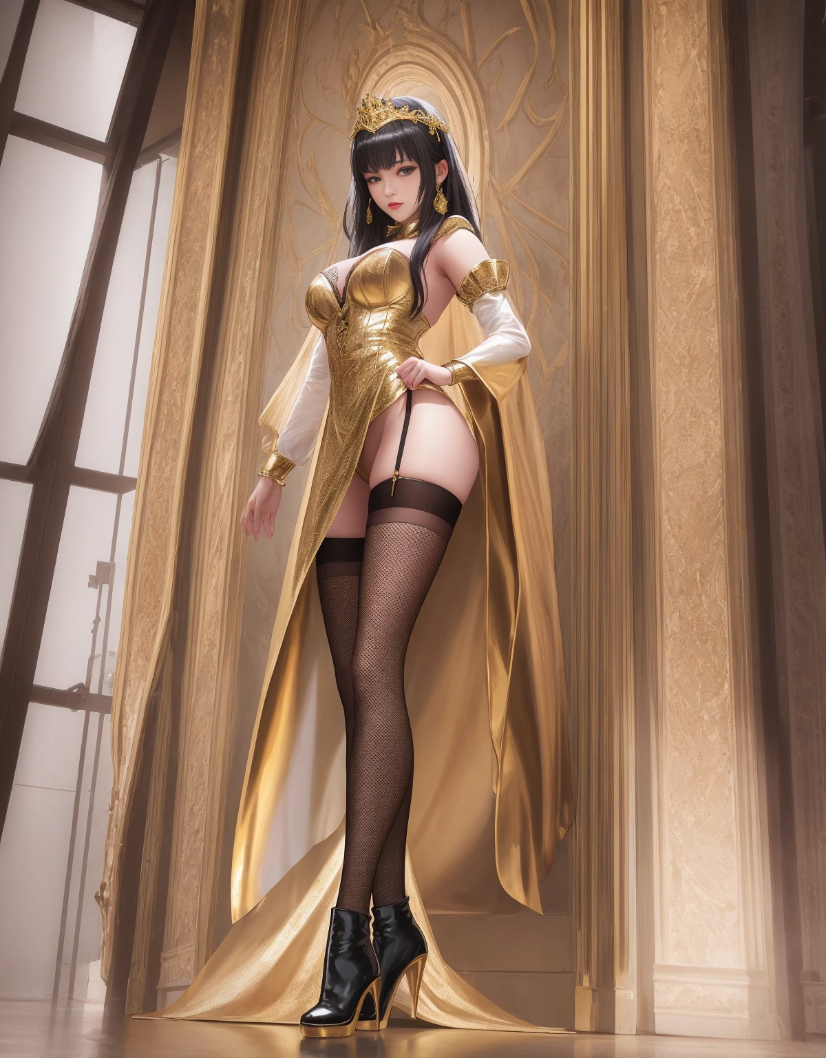 1girl, Angle from below:1.8, The girl bends forward to show off her breasts、legs apart, (Blade), (Tanned shiny black skin:1.6)、Glowing Eyes, ((Sexy evil grin)), (10 years old girl), blondes、Twin tails、forehead、Small breasts, hat, ((((arabian clothes, see-through)), (headband), (Areola Slip), small breasts, (jewelry)))、desert, ((sahara)), ((focus crotch))、(手を頭の後ろで組む), (crotch),((foot)), 足の裏、(足を開いて座る), 
