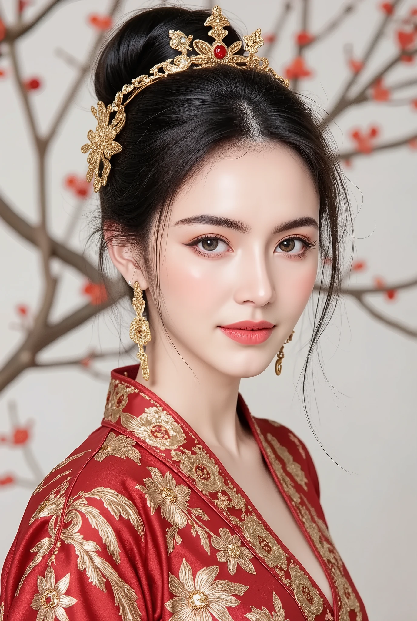 (masterpiece), Chinese brush painting, breathtaking ancient woman, (priest dress), (elegant full body pose), (frontal view), highlighted intricate details, vibrant ink strokes, harmonious color palette, showcasing grace and beauty, winning award quality, (symmetric face), (symmetric body), ultra-detailed, 8K resolution, capturing cultural essence in exquisite artistry, serene and enchanting ambiance.