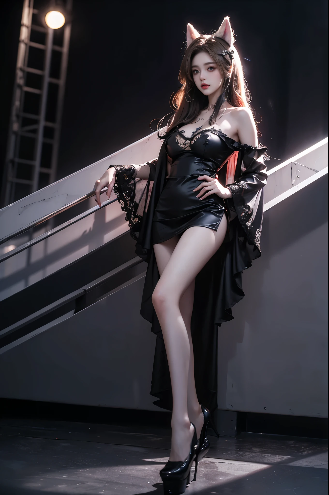 nsfw,
(dark theme:0.9), medieval full body of a woman sharp features,very long black hair, bob cut, makeup, eyeliner, eyelashes, mascara, dark skin, gold sexy dress, clevage, gigantic breasts, red lipstick, earrings, grim, cold stare,
dark colors, Volumetric lighting, baroque oil painting by Greg Rutkowski, Artgerm, WLOP, Alphonse Mucha dynamic lighting hyperdetailed intricately detailed, (hdr:1.22), muted colors, complex background, hyperrealism, hyperdetailed,
(1girl:1.8),caucasian, danielflores, (full body:1.6),(high heels:1.3),(platform high heels:1.5)
thick thighs,wide hips,huge thighs,(gigantic breasts:1.4),thick eyelashes,long eyelashes,black hair,big lips,very long hair,brown eyes,absurdly long hair, red lipstick,(big eyes:1.2),
(garter belt:1.4), (bikini armor:1.2),
dynamic pose, smile,looking at viewer,
fakelips7-2500, lr,
Loraeyes,
perfect hands,
(wearing a ballgown:1.6),
high heels, (platform footwear:1.3), platform heels,