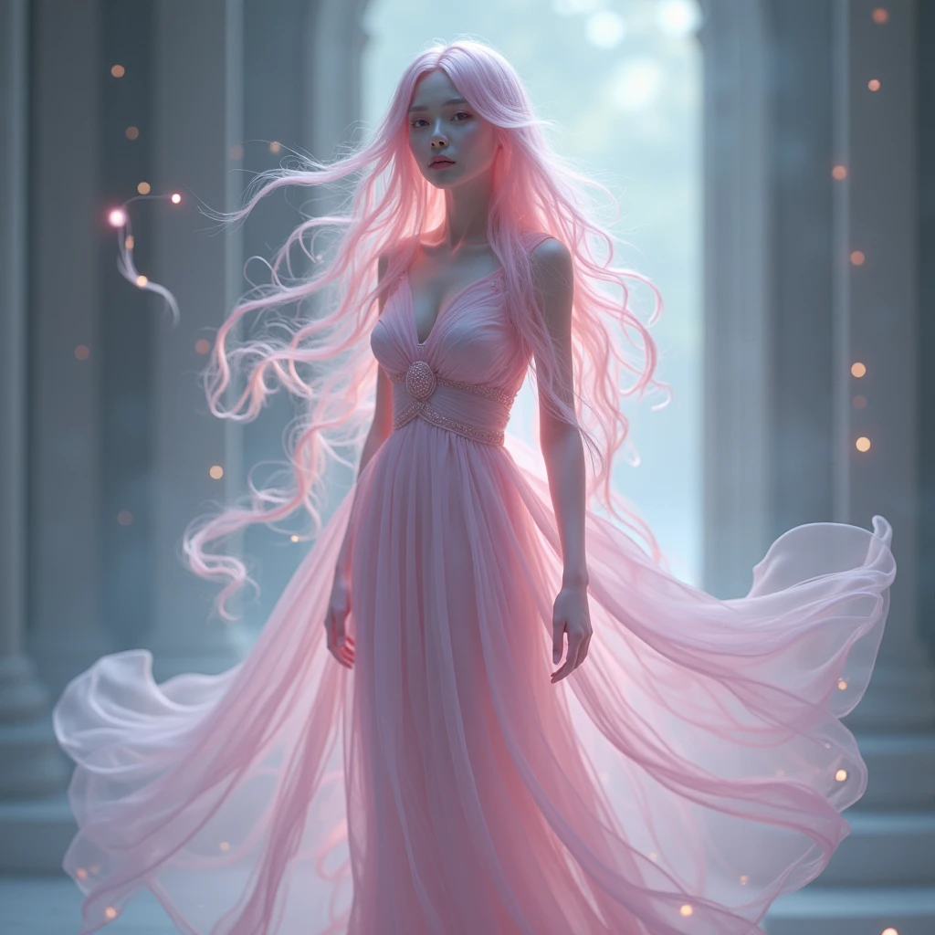 (masterpiece,Distinguished Quality,Mirror-like,Cinematic Experience,insanely detailed,absurdres),8k,wallpaper,(Ray Tracing),1 female,,Beautiful Shii Women,(God the Lady of Light is floating in the air:2.0),(front:2.0),(A body with a light pink dress:2.0),BREAK(pink Hair,a gold crown:2.0),(White skin,pink lips:2.0),Portrait of a goddess,(god々Shii:2.0),(fantasy digital art:2.0),(Upper body close-up:2.0),(super sexy:2.0),(Diffuse reflection of light:2.0),BREAK(The background is the beautiful blue forest:2.0),(Beautiful face,Detailed face,Beautiful skin texture:1.3,Beautiful Hair),(Detailed hands:2.0),(Beautiful hands:2.0)