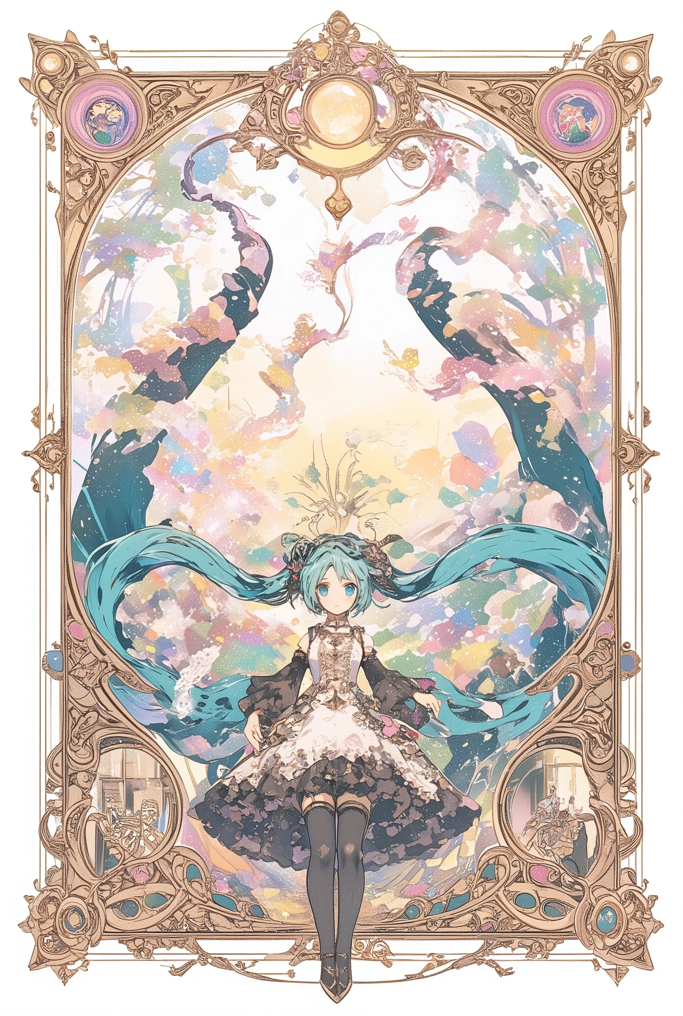 ( masterpiece、 top quality、 top quality、official art、 beautiful and beautiful :1.2)、(one girl:1.3) Hatsune Miku、twin tails, beautiful breasts,multiple views, pencil happentch, (happentch:1.25), best quality, Graphite \\(medium\\), happen, gradation , rainbow, Note, Line Draft, High Resolution, Absard Dress, (超High Resolution:1.1), ( illustration of a woman with a penis :1.1), ( Infographic:1.2), pajamas, (Coherent Background :1.15), (Alone), perfectly drawn hands , standing, cohesive background , paper, action, (character design:1.1),
Guzzling ,
Full, twin tails, 1 girl, Miyazaki Hayao Style, CUTE DESIGN, The prettiest girl ever、 chibi, Midsummer、strand、、 cute Totoro