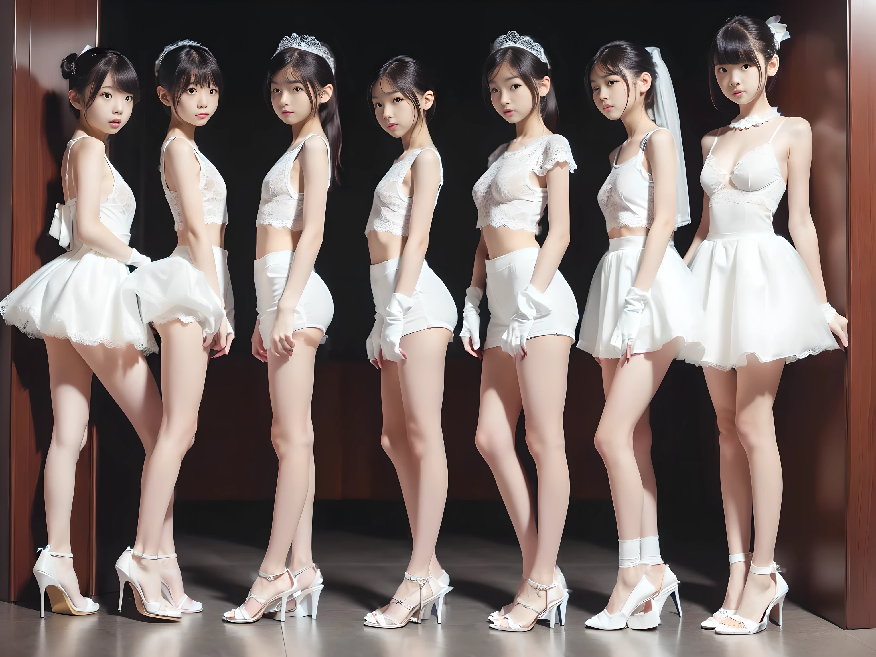 Extremely Detailed KAWAII junior idols, ((Variations of Roundly tight buttocks)), PUNIPUNI Radiant PearlSkin with clear transparency, ThighGap, (Exposed:-0.4), tutu