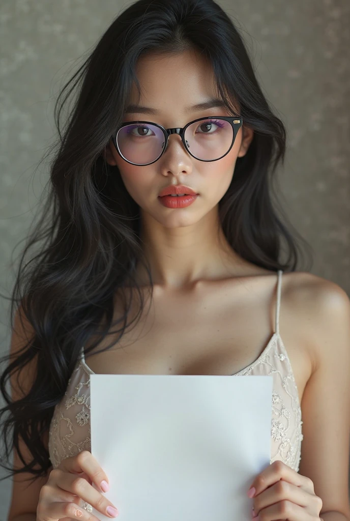 (((Face exactly like the original model, no need for changes)))
(((The most beautiful and perfect eyes))),
(((The most beautiful and perfect nose))),
(((The most beautiful and perfect mouth))),
(((The most beautiful and perfect face))),
((The most beautiful and perfect long straight black hair.))
(The ultimate detail),
(The figure looks good and perfect.),
(Perfect skin),
(perfect posture),
(Perfect breast size),
(The breast size is very large.),
((Plump breasts)),
((perfect breast)),
((Soft, fluffy breasts and white skin)),
((The chest is very soft.)).
luxury sexy lady,
Black eye,
Luxury Wear glasses,
Black long hair,
Long straight hair,
Pink Lip,
Very Huge tits,
big breasts,
Big Chests,
Big ,
Colossal ,
Perfect Ass,
Posing seductively to viewer,
Randoms Sexy post position.
