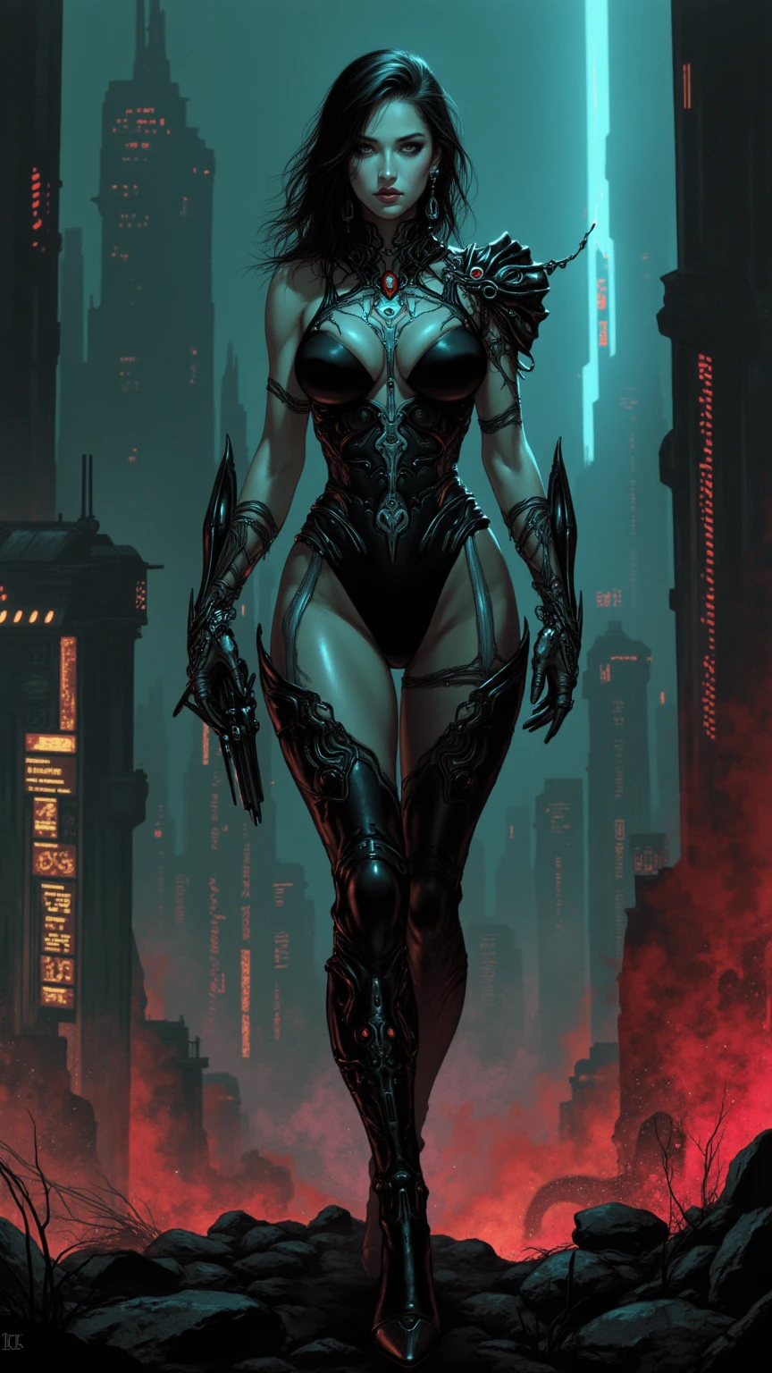 woman in evening dress,((((woman accompanied by a tiny pet dragon:1.5)))),(((1woman))),((beautiful woman)),woman,1female,((milf,mom,mature,mature woman,45 years old female,adult)),

(large breasts:1.4),saggy breasts,(((black hair:1.4,hi-top fade Haircut:1.5,hi-top fade:1.5,Mohawk:1.5))),(((blue_eyes:1.3))),intricate eyes,beautiful detailed eyes,symmetrical eyes,((fat)),(((lustrous skin:1.5,bright skin: 1.5,skin tanned,shiny skin,very shiny skin,shiny body,plastic glitter skin,exaggerated shiny skin,illuminated skin,wet legs))),(spider lower abdomen,narrow waist,wide hip,imbo body,inflated legs, thick thighs,detailed body,(detailed face)),

cute,slutty,seductive,erotic,(((nsfw))),evil woman, villain, ambitious look,

((strapless draped long dress)),metallic blue dress,(((deep neckline,cleavage))),((wet clothes,intricate outfit,intricate clothes,ornate outfit,ornate clothes,embroidered outfit,embroidered clothes)),

(dynamic pose:1.0),solo focus,((smug)),(centered,scale to fit dimensions,Rule of thirds),

cyberpunk city by the ocean at night, with bright neon signs and dark stormy clouds and puddles, scenery:1.25,nighttime, starry night, cosmos,Very dark night that makes the neon lights stand out, very bright neon lights,nighttime, starry night, cosmos,

highres, sharp focus, (ultra detailed, extremely detailed), (photorealistic artwork:1.37),(extremely detailed CG unity 8k wallpaper),((synthwave background theme)),(((vibrant colors))),(intricate background),(masterpiece),(best quality),
