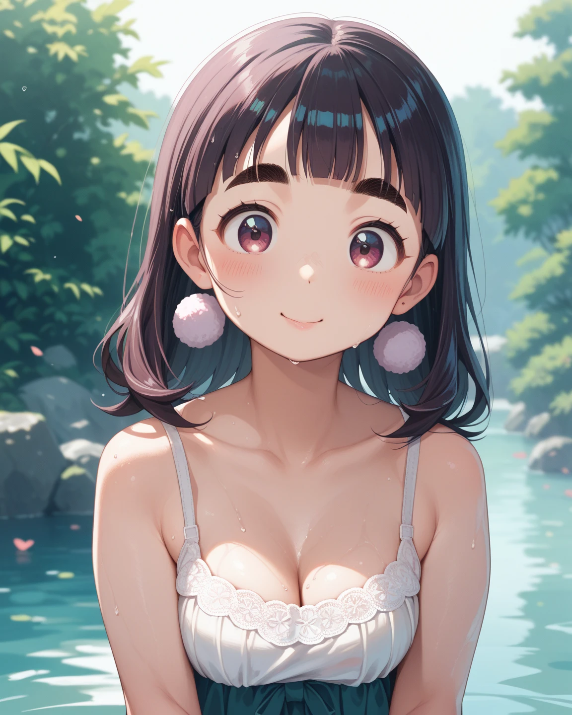 (Highest quality, masterpiece, Ultra-realistic), Beautiful and delicate15Year-old girl portrait, With a calm and gentle expression, The background scene shows me studying at my desk in my room at home.。camisole、Bust is C cup