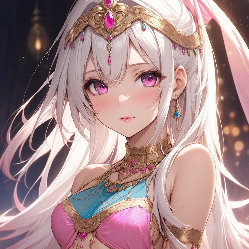 (masterpiece), best quality, ultra-detailed, (Bikini-clad goddess under the twilight sky), a beautiful girl with a plump body, tan skin glowing under the fading light, (sweat glistening on her oily skin), standing confidently in a sexy bikini that accentuates her curves. (Her flat chest) gives her a youthful and alluring look, as one hand rests behind her head, (smiling softly) with an air of playful mystery. (Her messy hair) frames her face, with strands sticking to her (forehead visible) due to the heat, enhancing her raw, natural beauty. The twilight background, painted in hues of deep purples and oranges, casts a warm, ethereal glow around her, making her seem like a (goddess of dusk), both alluring and untouchable. (Sweat droplets catch the light, adding to her sensual, earthy charm).