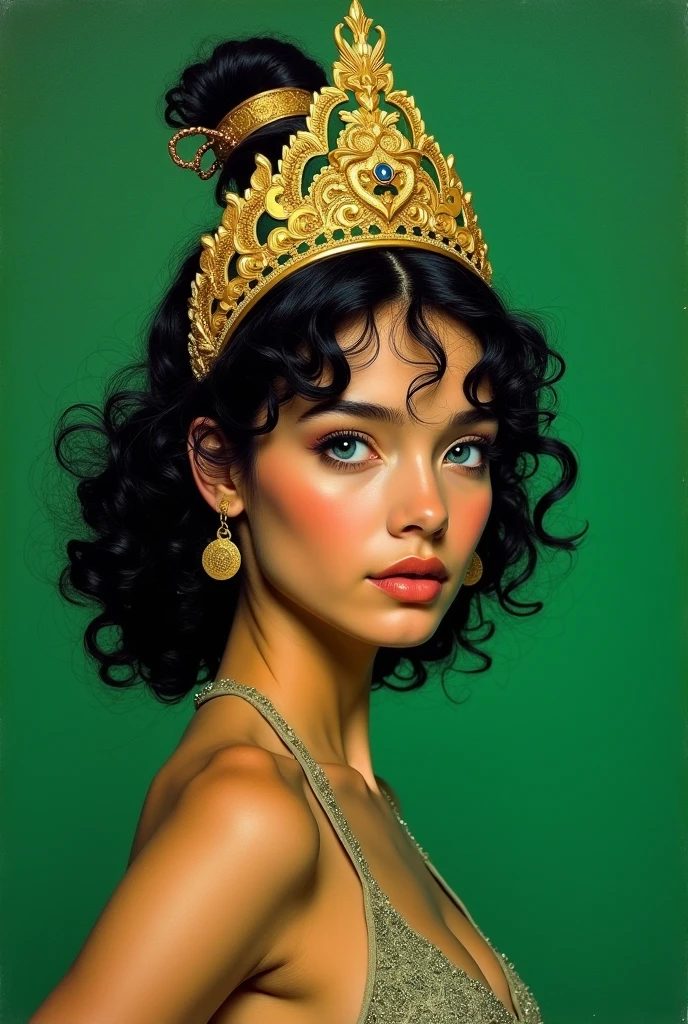 A curly, brown-eyed crowned queen of Brazil