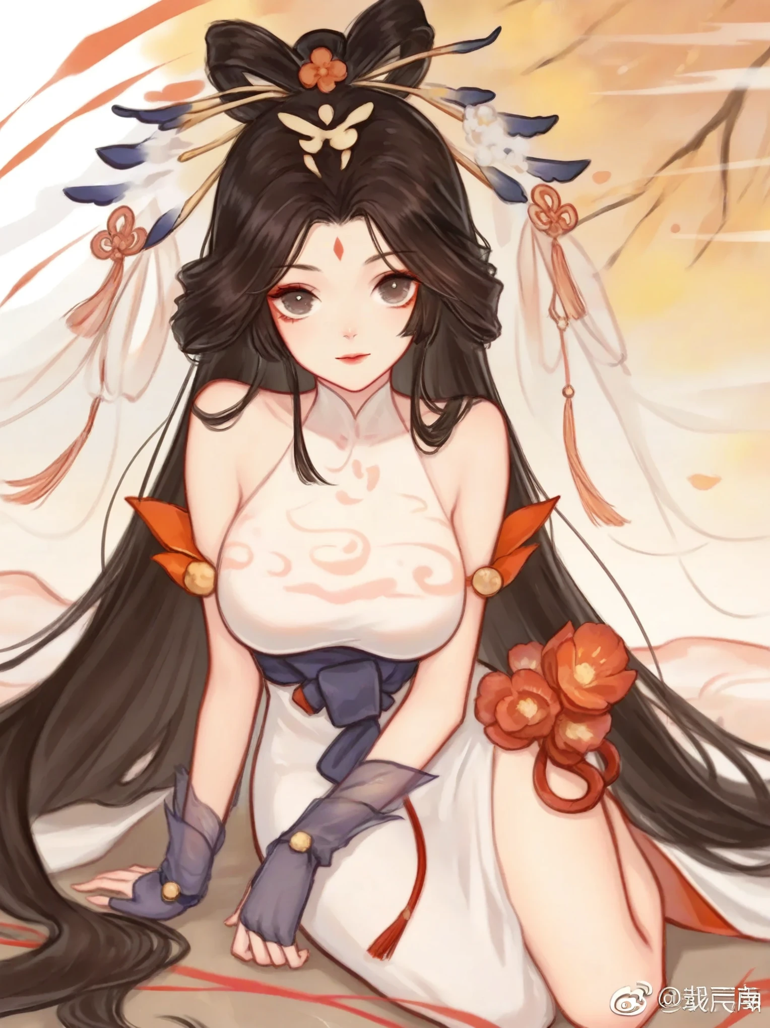 Chinese scenery, ((hot spring)), (snowstorm), (firefly), (Paper Kite), (midnight), (moon), Mountaintop Shrine, ((flower)), Beautiful scenery, Realistic lighting, masterpiece, high quality,Ancient costume goddess,Playing in the water,The long legs are charming,Medium breasts,Soft Light,Off-shoulder,Charming shoulders,Elegant and intellectual posture,best quality