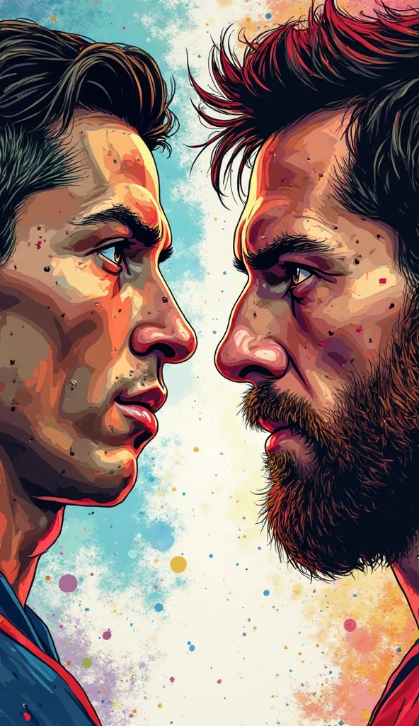 Symmetry, boxing, looking into each other eyes, (best quality, masterpiece, Representative work, official art, Professional, high details, Ultra intricate detailed:1.3)