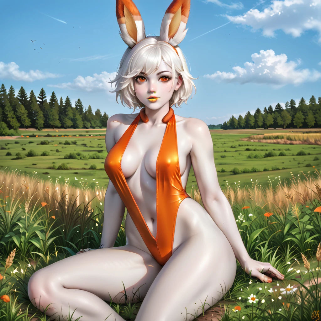 masterpiece, best quality, 1girl, White hair, red eyes, bunny head band, short hair,blush,1 girl ,solo,beauty,girl,photorealistic,(naked),standing, (no panty)