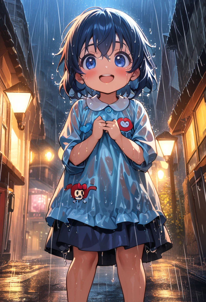 1girl, from below, smile, pretty, black hair, cowboy shot, (buruma:1.2), Bamboo leaf, Tanabata, milky way, Strip, Blunt bangs, (VEGA), (Sweaty:1.6), (Wet Hair:1.4)