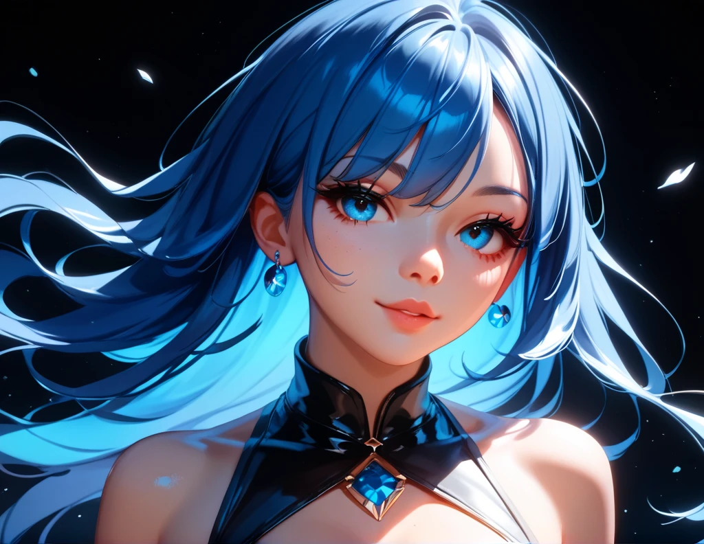 anime girl with blue hair and purple eyes posing for a picture, hestia, ayaka genshin impact, blue scales covering her chest, extremely detailed artgerm, portrait knights of zodiac girl, tsuaii, zerochan art, by Kamagurka, azure. detailed hair, artgerm on artstation pixiv, smooth anime cg art