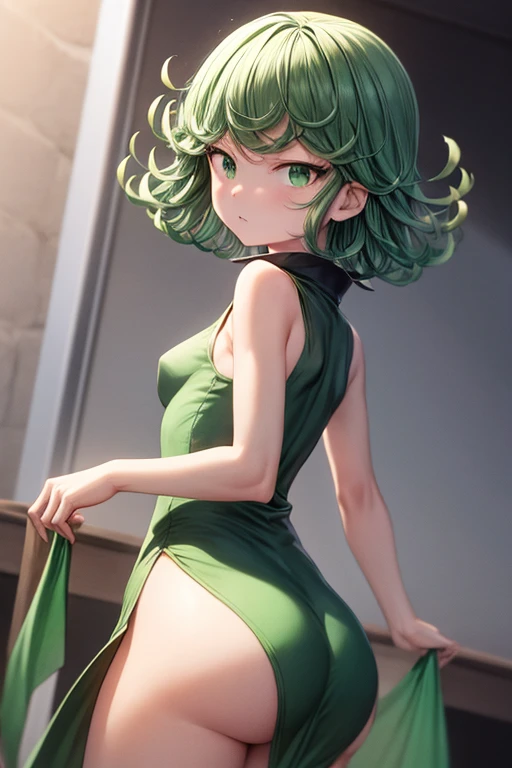 abriendo las piernas, mini falda extremadamente corta, skirt lift, V-String, trasero grande, Cara detallada, obra maestra, La mejor calidad, tatsumaki, cuerpo completo, one girl, una solo chica