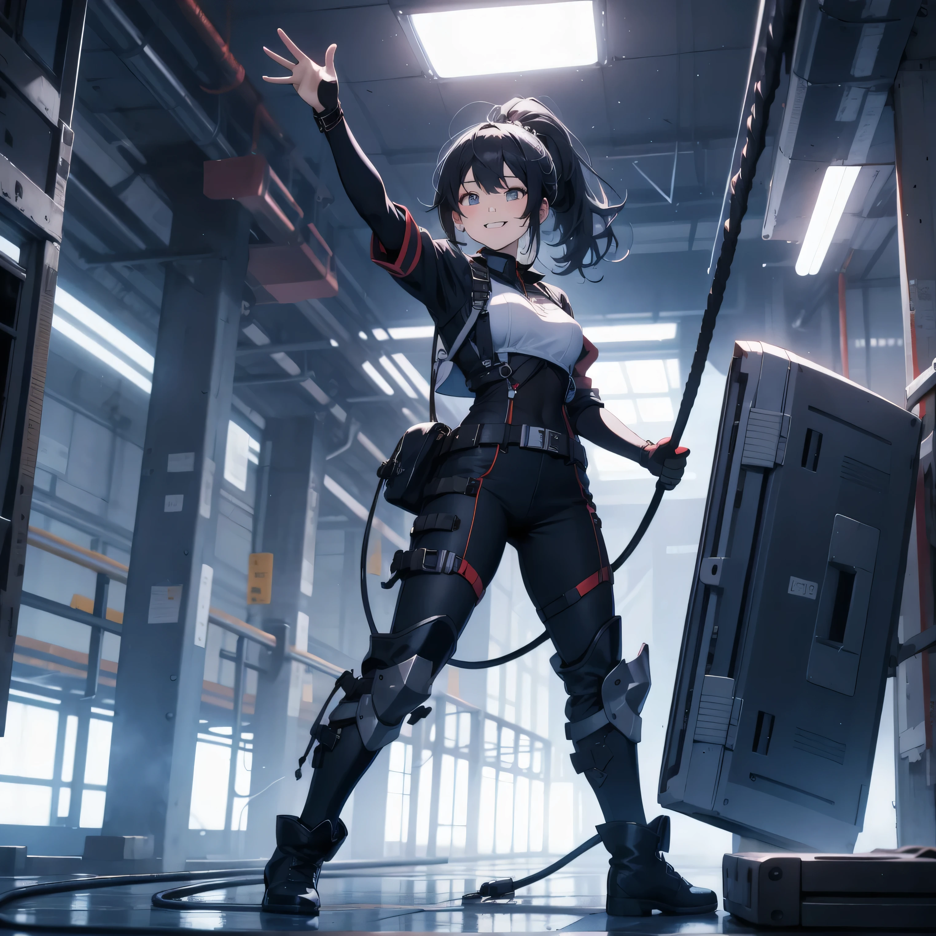 ((La mejor calidad)), ((obra maestra)), (muy detallado:1.3), ...............................................................................................................................................3D, Beautiful (cyberpunk:1.3) Mujer hacker, peinado corto,pelo corto, Volver al visor, cabello grueso, Terminal de ordenador operativo, Pantalla montada en la cabeza, computer server, Pantalla LCD, fiber optic cable, Logotipo de la empresa, HDR (High Dymanic Range), Trazado de rayos, NVIDIA RTX, Super resolution, Irreal 5, Subsoil Scatter, Textura PBR, Post-procesamiento, Anisotropic filtering, profundidad de campo, maximum sharpness and sharpness, Texturas multicapa, Albedo y Highlight Maps, Sombreado de superficies, Accurate simulation of light-material interactions, proporciones perfectas, Renderizado de octanaje, duotone lighting, ISO bajo, balance de blancos, Regla de los tercios, amplia apertura, 8K RAW, efficient sub-pixels, sub-pixel convolution, glow particles, dynamic pose