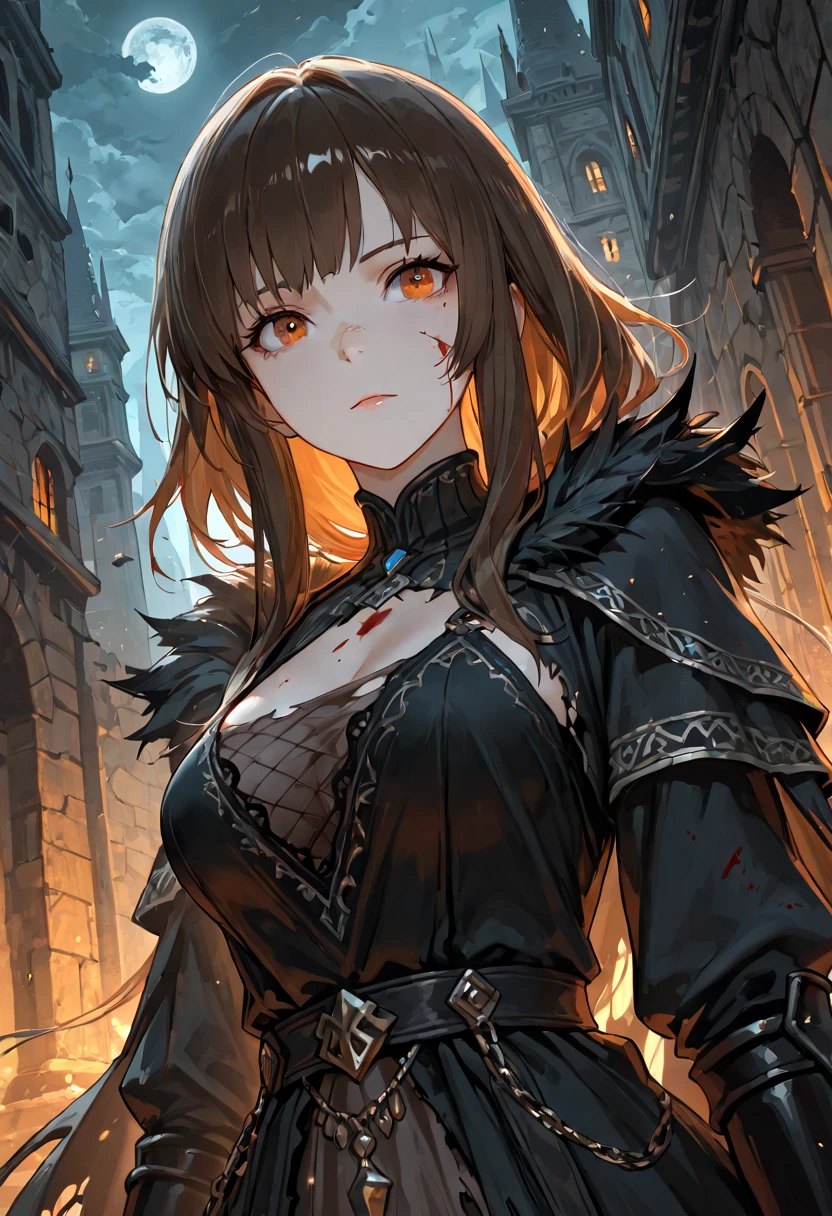 Masterpiece,, best quality, high contrast, deep shadows, dappled lighting, realistic, absurdres, intricate, <lora:more_details:.11>, <lora:epi_noiseoffset2:1>, cinematic lighting BREAK female warrior princess, beautiful, (long wavy ginger hair:1.2), blushing, upper body shot, (looking at viewer:1.2), (black dress:1.1), garden, early morning, green eyes, god rays, thick clouds, willow tree, necklace, fog, angry expression, (closed mouth:1.1), pout, fantasy art, side view, soft pink lips, illustration, (close up:1.35), (small breasts:1), detached sleeves, moss, flower in hair, (large breasts:-.5), <lora:samus-nvwls-v1:.9>, cleavage BREAK violet flower and white rose
