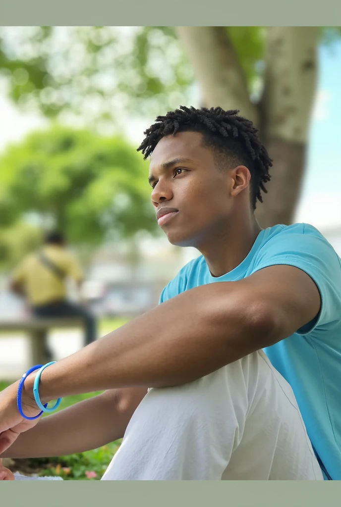 adolescente negro, 15anos, cabelo drop fade crespo, corpo inteiro, armadura baseada na africa, stone left arm