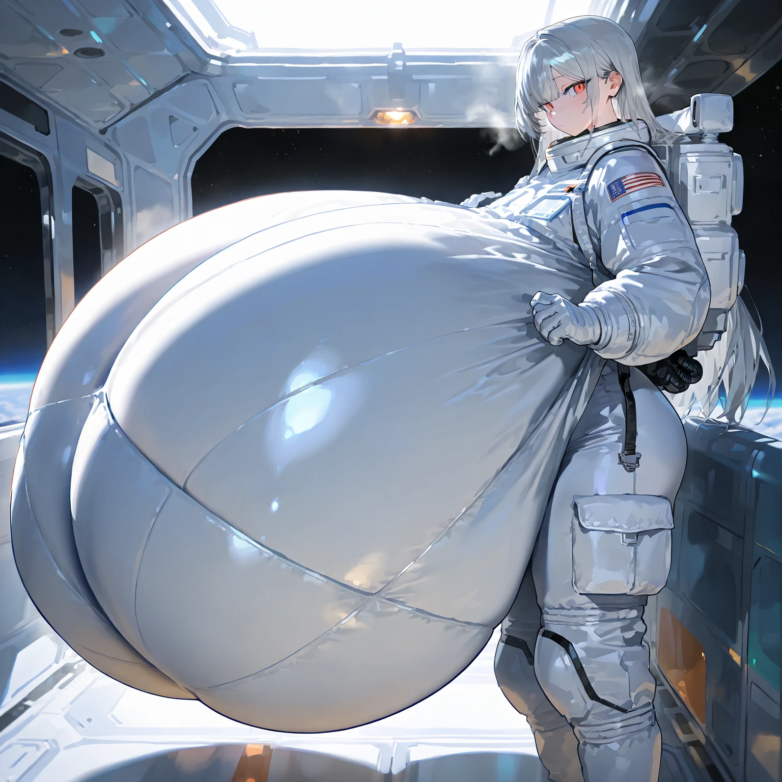 (spacesuit:1.15), white cargo pants, astronaut)bubble helmet, space helmet masturbation, fingering, female_masturbation, grabbing_own_tits, mature_woman, rolling eyes, ahegao, tongue sticking out, drooling, drooling, sweat, blushing, , looking at the audience, lying , indoors, in bed, bed, masterpiece, best quality, 1girl, solo, red eyes, , {{{messy hair:1.6}}}, bangs, white hair, spread legs, sitting, , short hair, twintails, ,(heart sayings:1.2), (from below:1.5), smile, (ahegao:1.5)