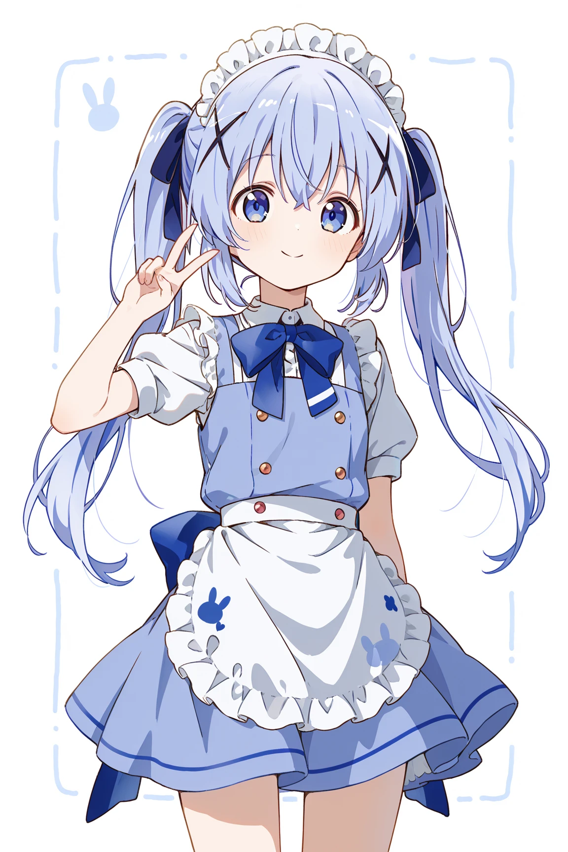 Chino \(Is the order a rabbit?\), {{{best quality}}}, {{ultra-detailed}}, {illustration}, {{an extremely delicate and beautiful}},twintails,v,uniform