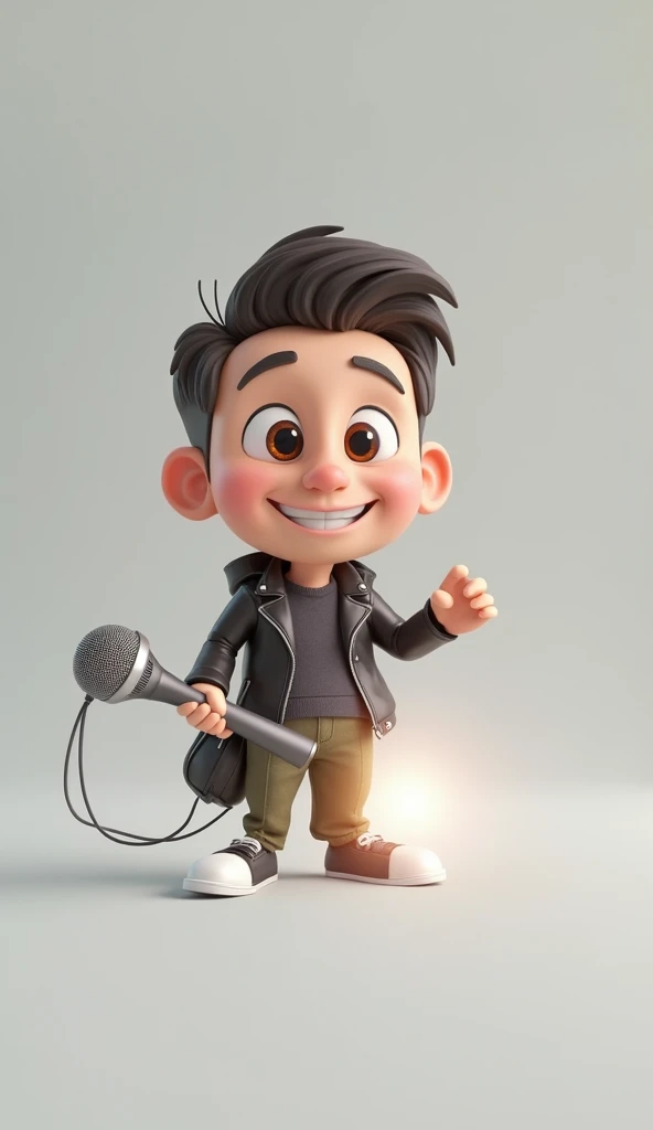 A boy is standing with a mic in his hand and News No written on it