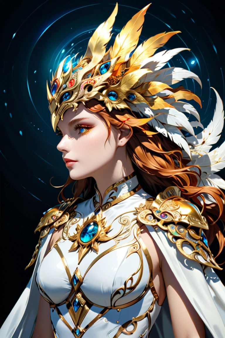 masterpiece, best quality, very aesthetic, absurdres, mature female, award winning illustration of the empress, extremely detailed, highly detailed portrait, full body shot, Tarot Card Style