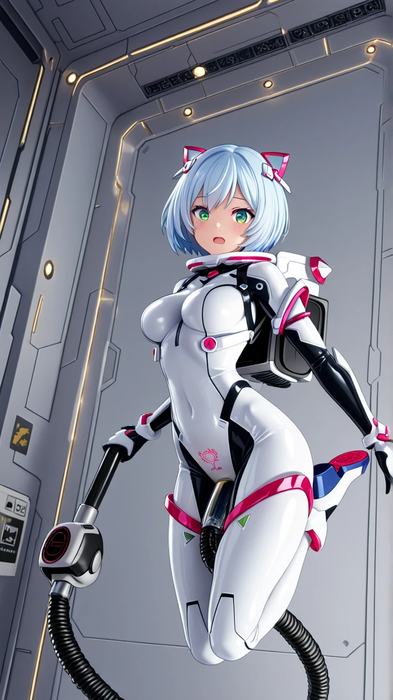 (chibi:1.2)、Absurd, Super detailedな,(In 8K:1.3),Masseter muscle area,(masterpiece:1.2)、(Highest quality)、4K、Super detailed、(Movement Structure:1.4)、(Shining Lights、Atmosphere lighting), High resolution, Best Quality、(One person:1.4),Super detailedな,Bright colors、Treebreak Production Art、(Warm color light source:1.2),High-level image quality、Fine image quality、Intricate details,Volumetric Lighting,Realism BREAK、Profile、 Idol face、15 years old、Very beautiful face and eyes, Beautiful images、natural make up、 big eyes,、 (full-body shot:1.3)、 (Big Tits)、(curvy body)、(glossy skin :1.5)、(Baby Face:1.5)、(cleavage:1.4)、(white pupils:1.2)、 (universe:1.5)、 (blue hair,short hair、blunt bangs、twintails、Red ribbon:1.2)、(detailed clothes features、android suit:1.5)、 (smirk:1.2)、(arms behind back:1.4), (petite:1.4),(white skin:1.5), (petite:1.3)