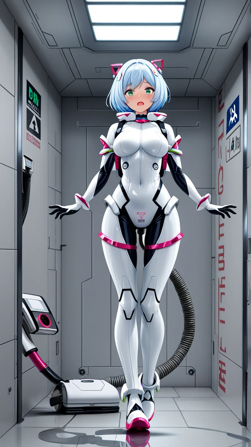 Chrome, robot woman, Hajime Sorayama, sensual, full-body,