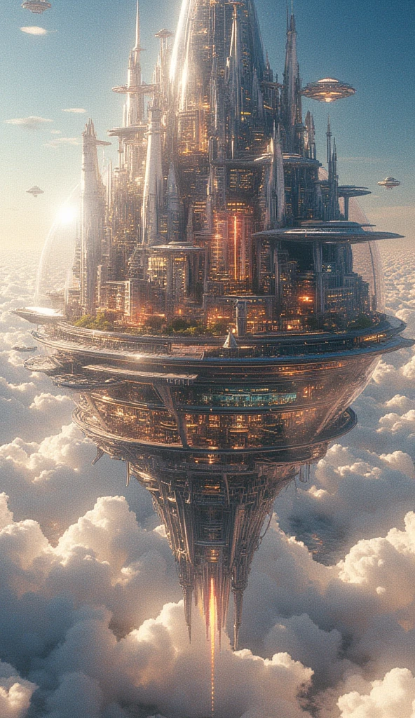 A floating city inside a dome, in the sky - SeaArt AI