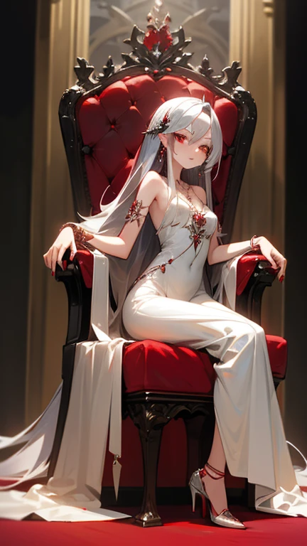 portrait of YS, <lora:YS:1>, nude, naked, side boobs exposed, side breast exposed, <lora:fashionGirl_v20SmallFileSize:0.8> unparalleled masterpiece, ultra realistic 8k CG, perfect artwork, ((perfect female figure)), mature female, milf, narrow waist, chinese deity, looking at viewer, seductive posture, sexy pose, alluring, clean, beautiful face, pure face, pale skin, silver hair, glasses, wearing glasses, absurdly long hair, Black laced lingerie, divine goddess, shiny skin, skindentation, lace, lace trim, lace-trimmed legwear, delicate pattern, intricate detail, (rich:1.4), prestige, gorgeous, luxury, royal palace, throne room, sitting on a throne, jewelry, gem, gold, silver, diamond, glint, sapphire, ruby, emerald, pearl, amber, obsidian