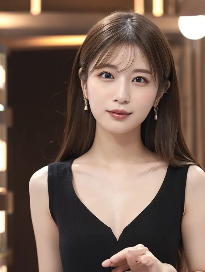 photo of a 20-year-old women, Eunji, (wear black seethrough dress), looking at the camera dslr, ultra quality, sharp focus, tack sharp, dof, film grain, Fujifilm XT3, crystal clear, 8K UHD, highly detailed glossy eyes, high detailed skin, skin pores